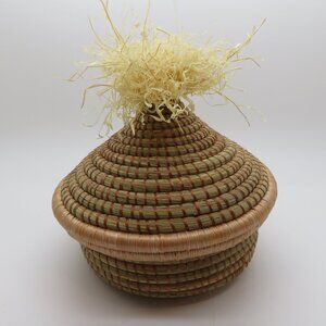 Catchall Keepsake Woven Basket Opalhouse Jungalow Pom Lidded Intricate Natural